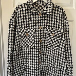 Women's Black and White Checkered Jacket